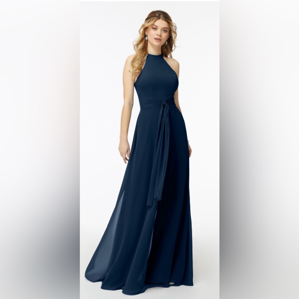 MORILEE Halterneck Chiffon Jumpsuit size 18 Navy